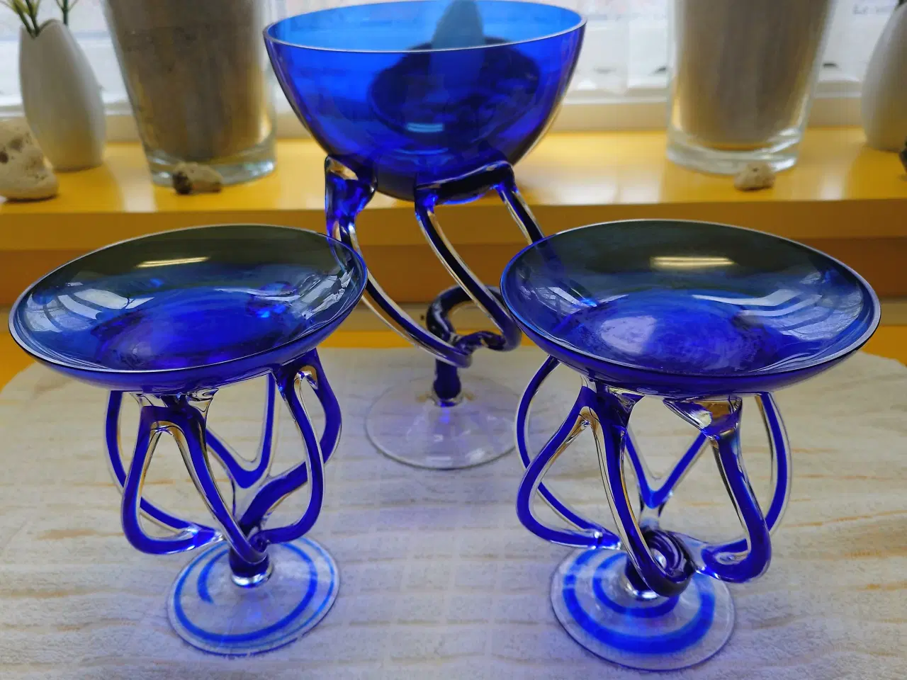 Billede 1 - Blå glasopsatser "Octopus"