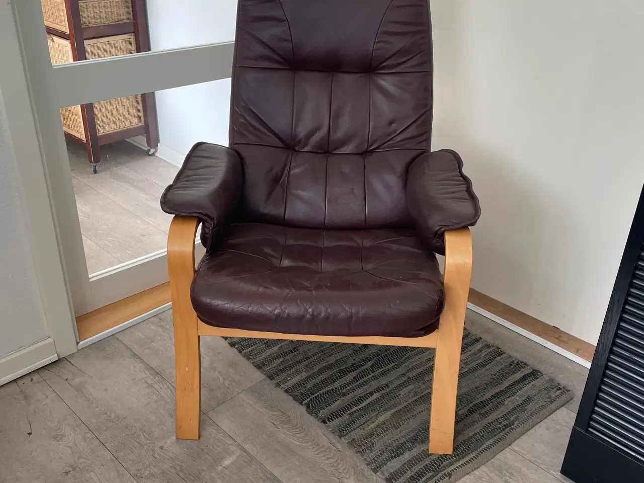 Billede 1 - Lænestol, brun læder