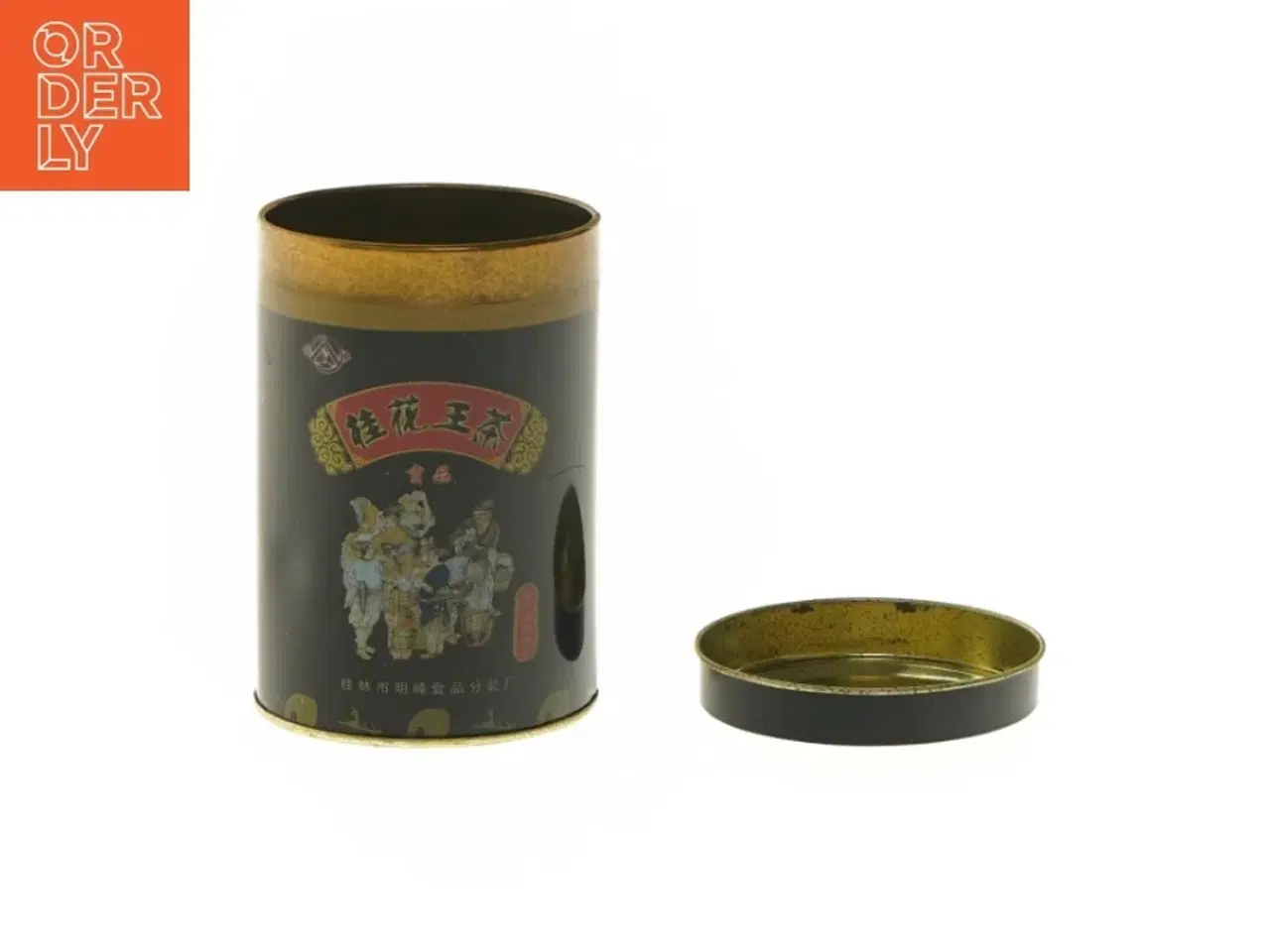 Billede 2 - Te dåse med kinesisk dekor (str. 12x8 cm)