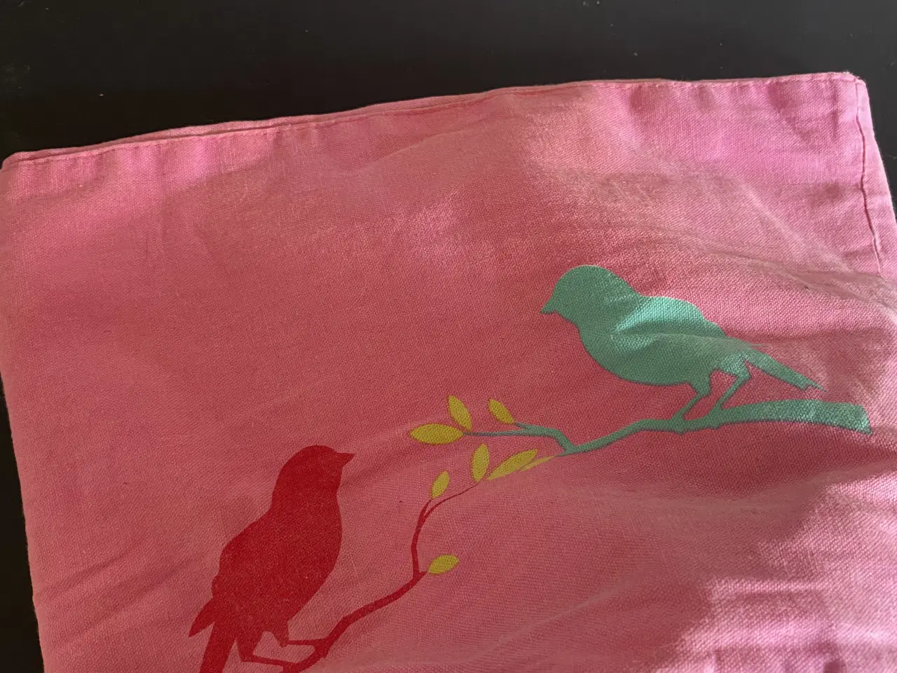 Billede 5 - Lyserød stof kurv med fugle