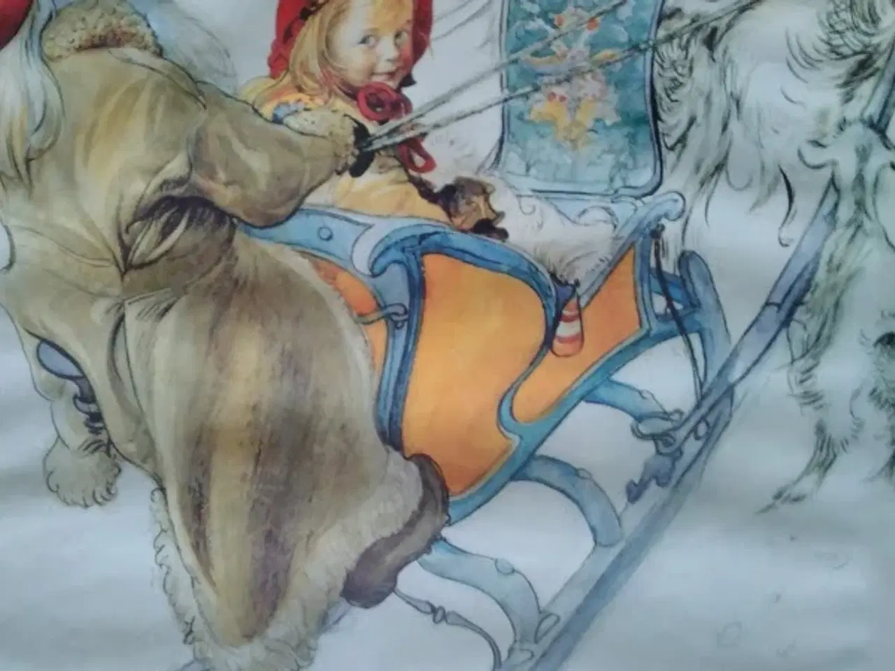 Billede 2 - Juleplakat af Carl Larsson: Kerstis Slædetur   