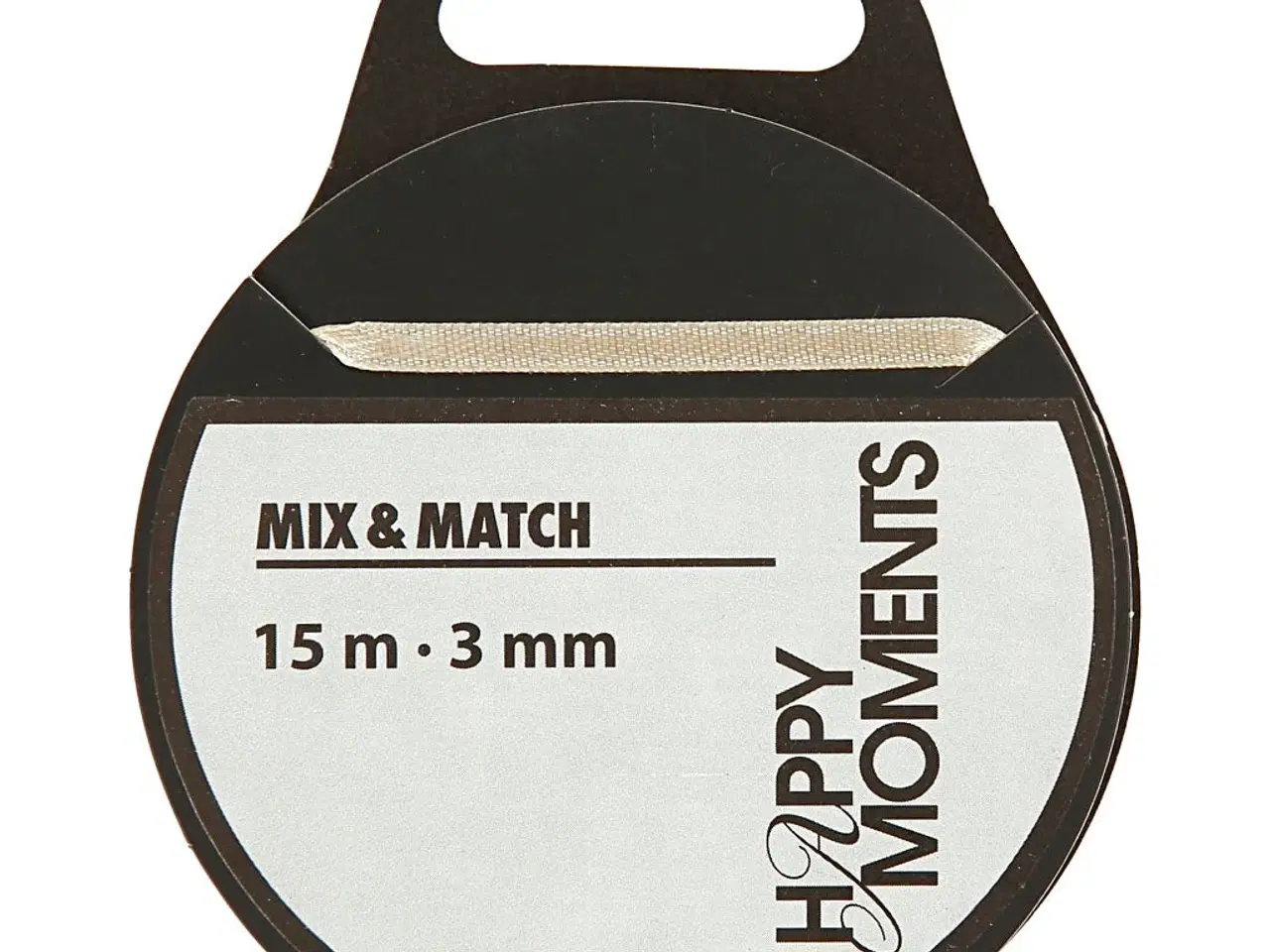 Billede 1 - Råhvid Satinbånd 3 mm - 15 m til Kreative Projekter