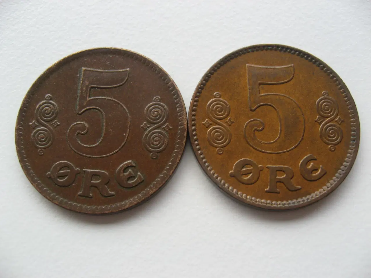 Billede 2 - Særdeles flotte bronze 5 ører 1919 & 1921