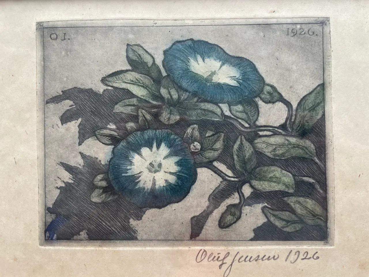 Billede 1 - Oluf Jensen. Farveradering med blå snerler fra 192