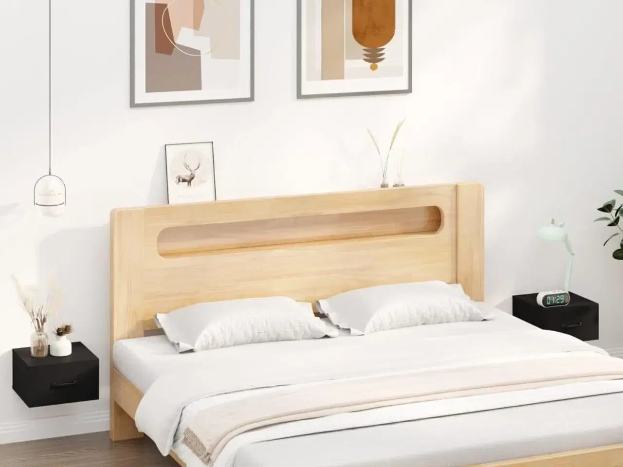 Billede 1 - Væghængte sengeborde 2 stk. 35x35x20 cm sort