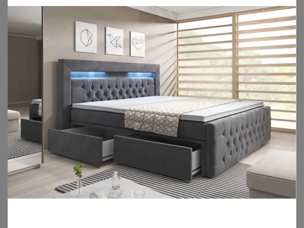 Billede 1 - Ranco Komplet Sengesæt med Opbevaring & LED – 180x