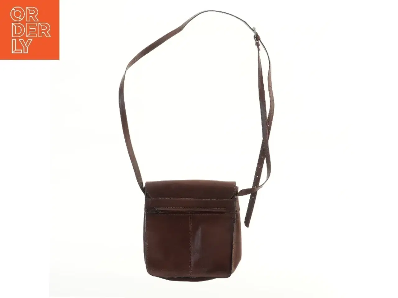 Billede 2 - Brun læder skuldertaske fra Voi (str. 25,5x24,5 cm)