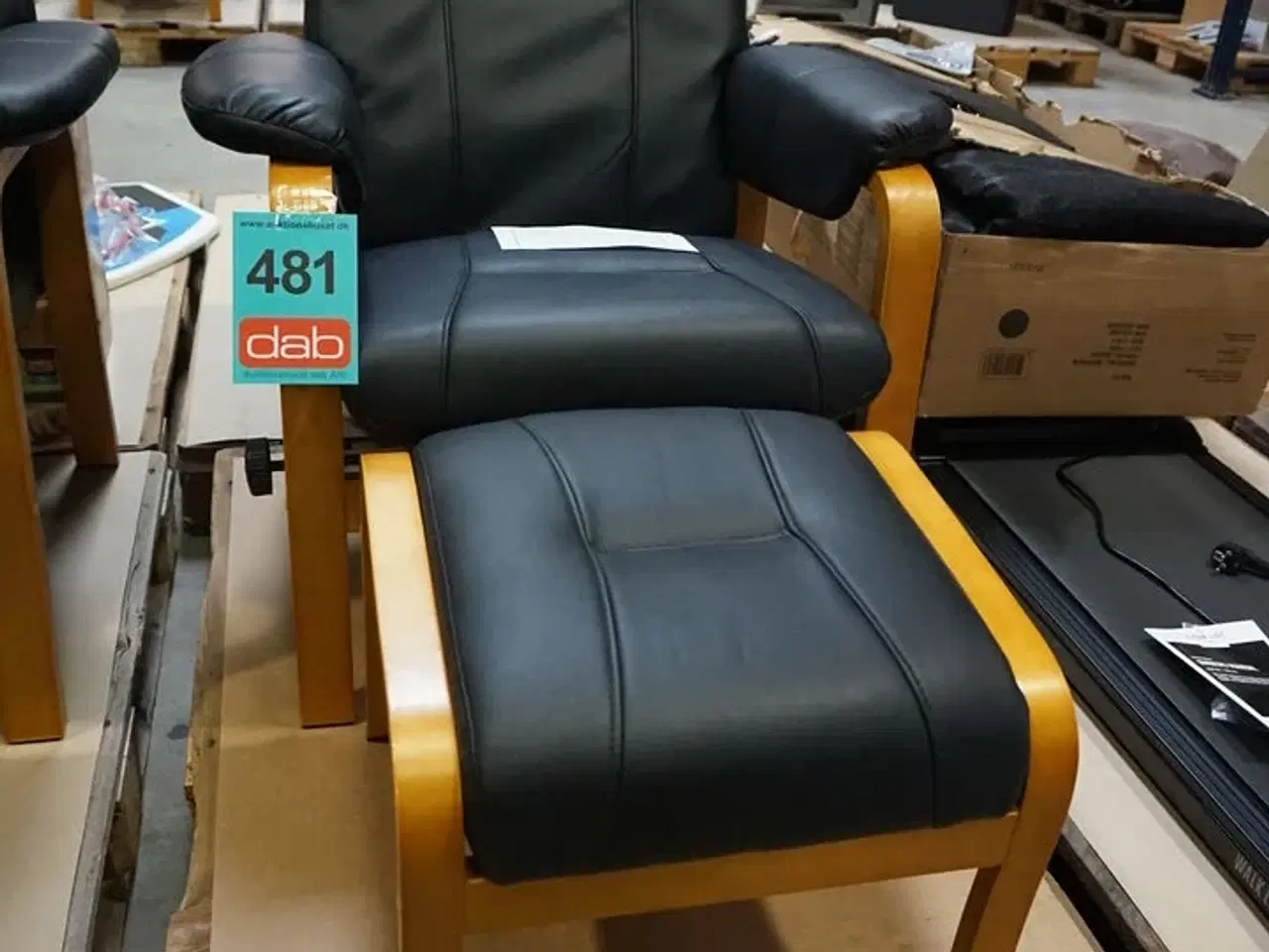 Billede 4 - Otium lænestol inkl. fodskammel - sort PU-læder
