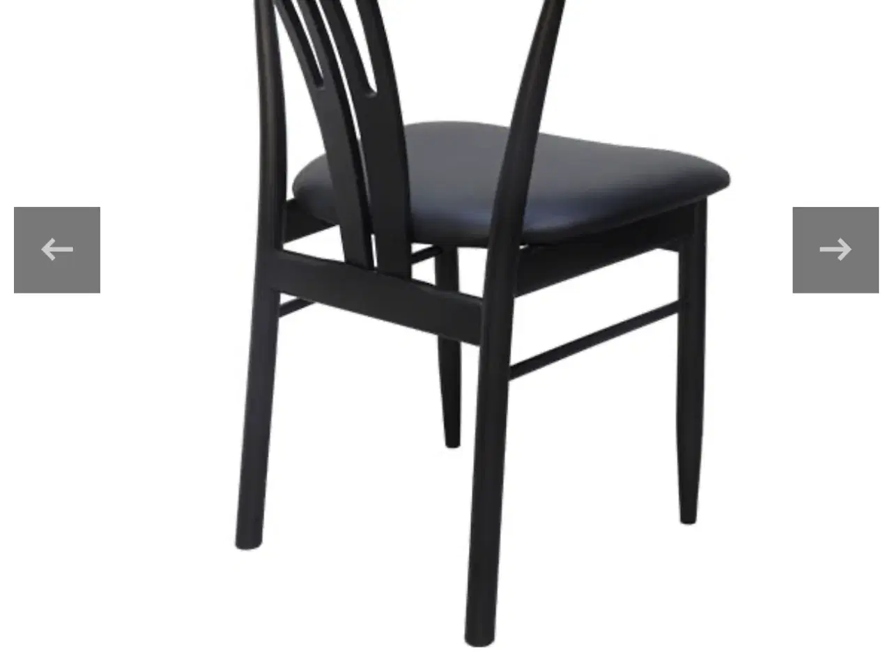 Billede 4 - Sortlakeret egetræs stole m. Sort læder sæde