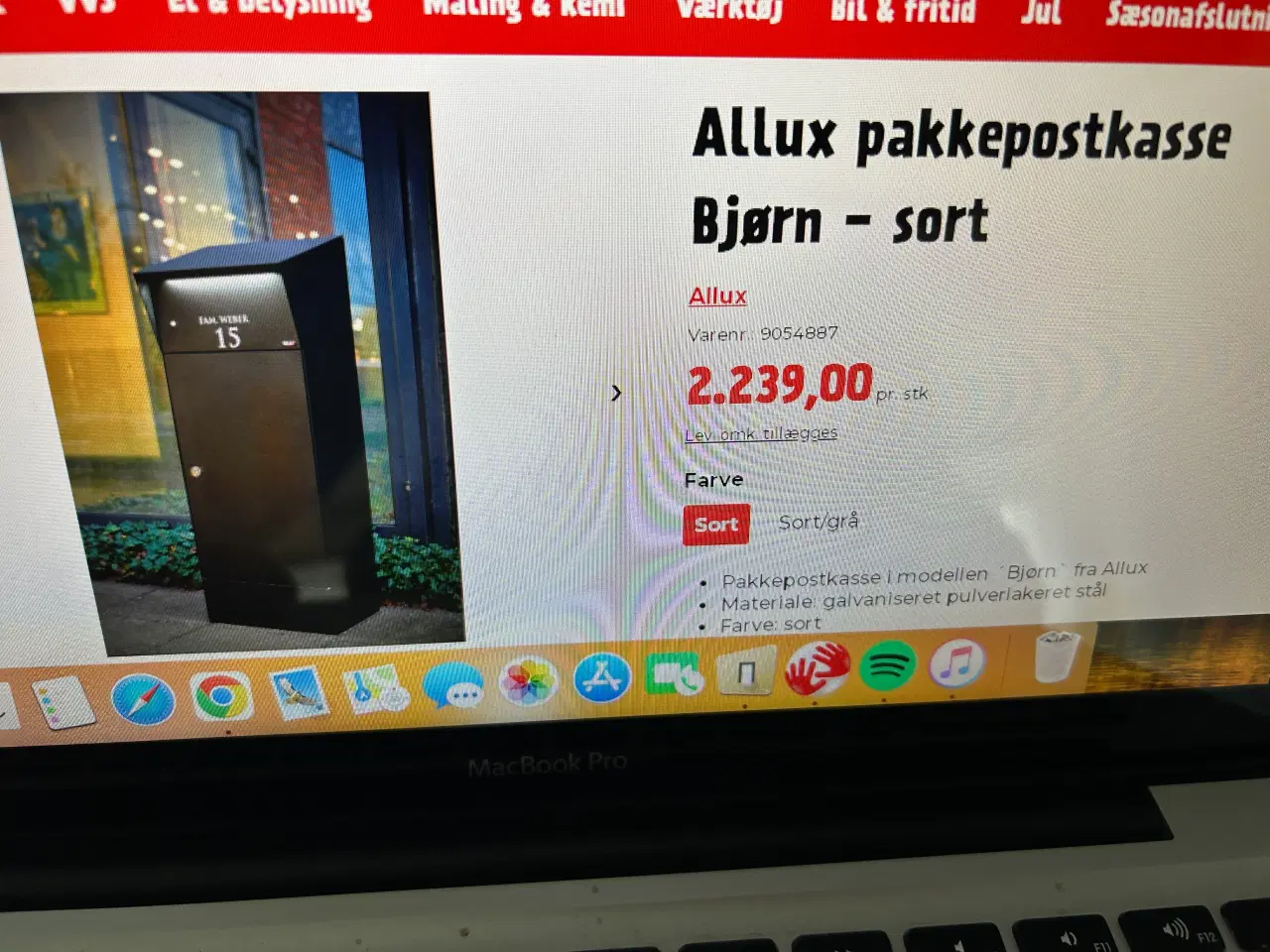 Billede 1 - Ny Allux “Bjørn” postkasse med sensor og LED lys
