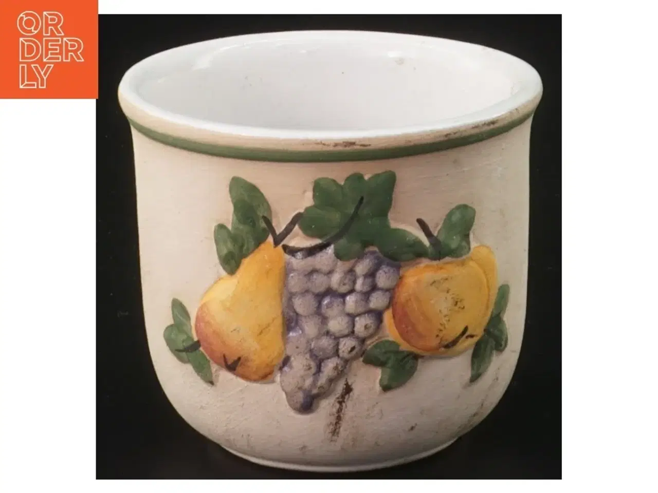 Billede 2 - Dekorativ krukke med frugtmotiv (str. 7x8 cm)