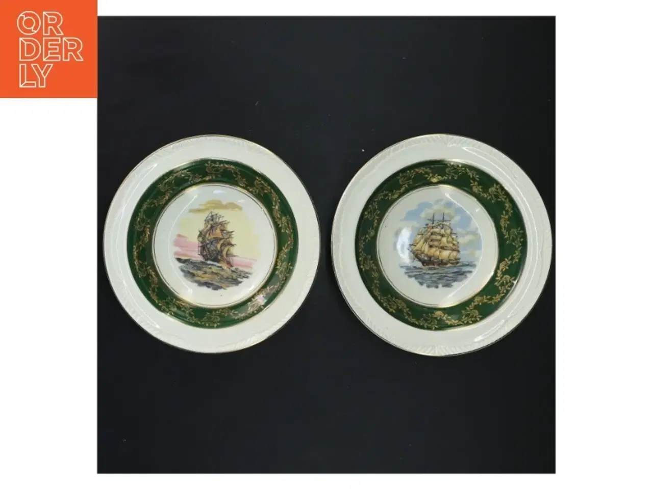 Billede 2 - Vintage porcelænstallerkener med skibsmotiver fra Royal Alpha (str. Ø 16,5x3 cm)