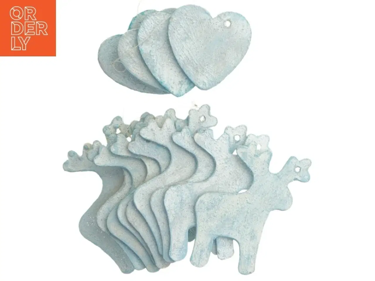 Billede 2 - Julepynt rensdyr og hjerter  dekoration (str. 9-6 cm)