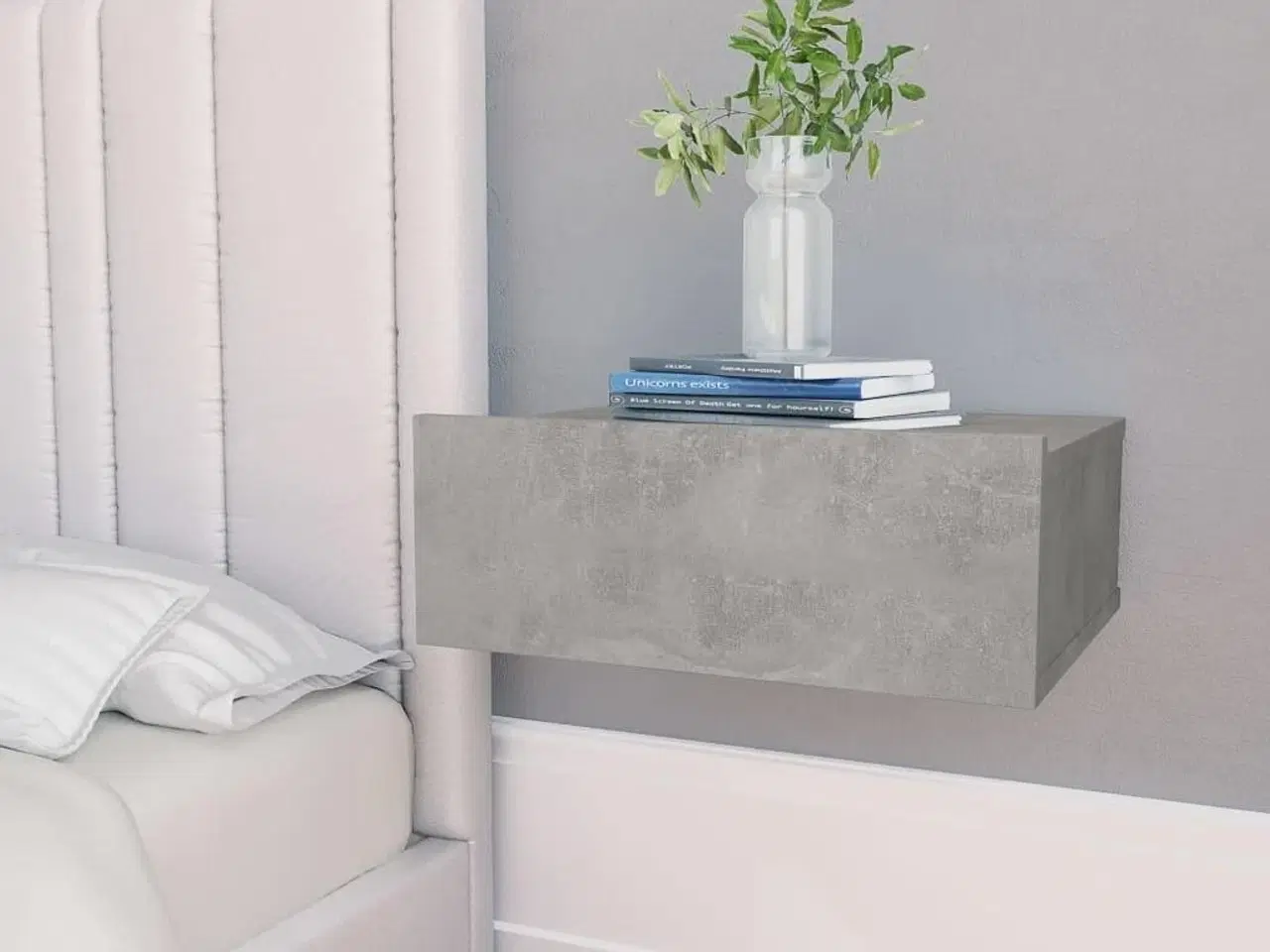 Billede 1 - Svævende natborde 2 stk. 40 x 30 x 15 cm spånplade betongrå