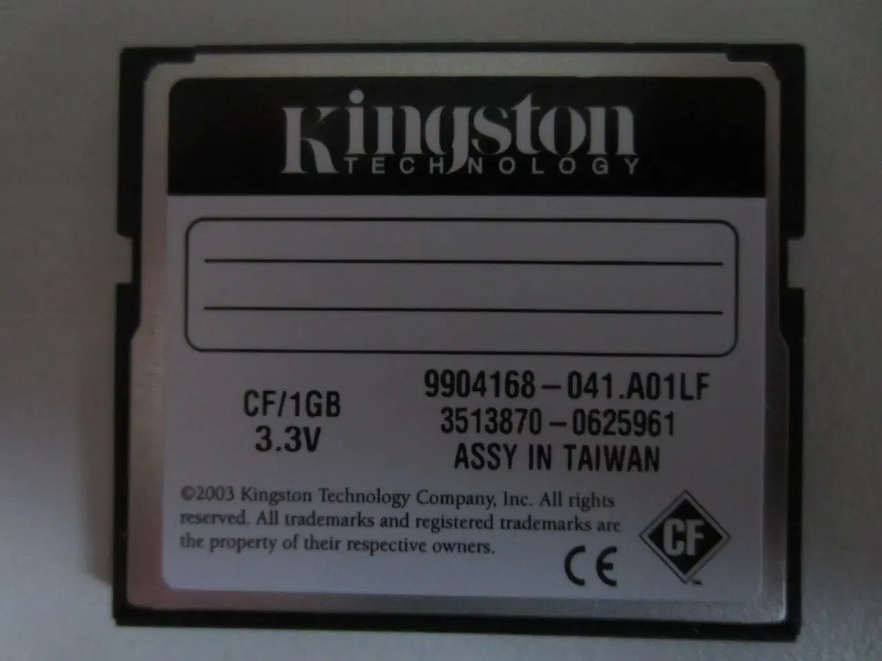 Billede 2 - Kingston 1GByte CF/1GB Compact Flash Card