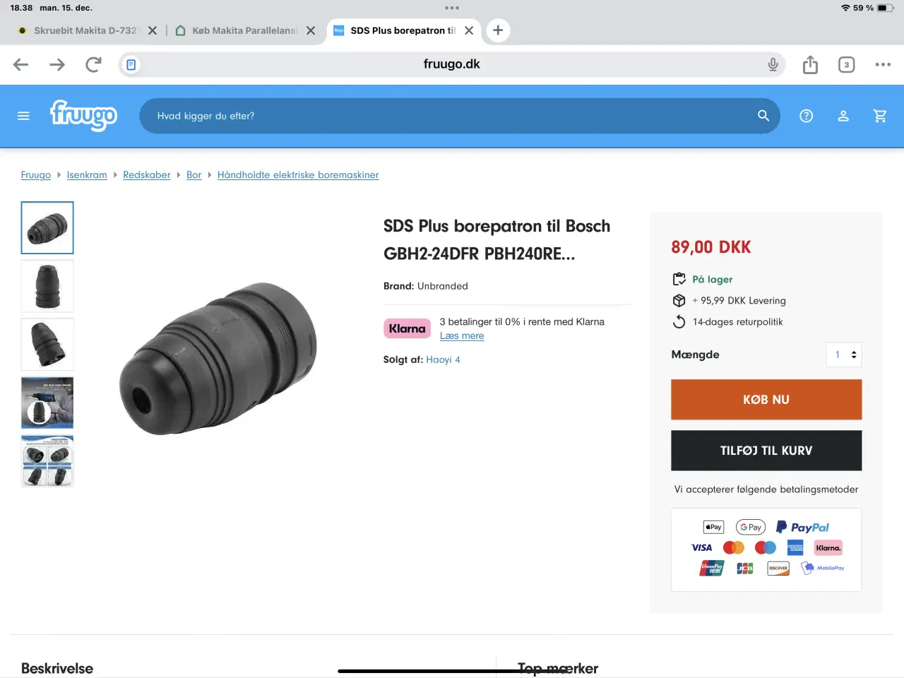 Billede 1 - Bosch GBH 2 - 24 DFR Borehammer