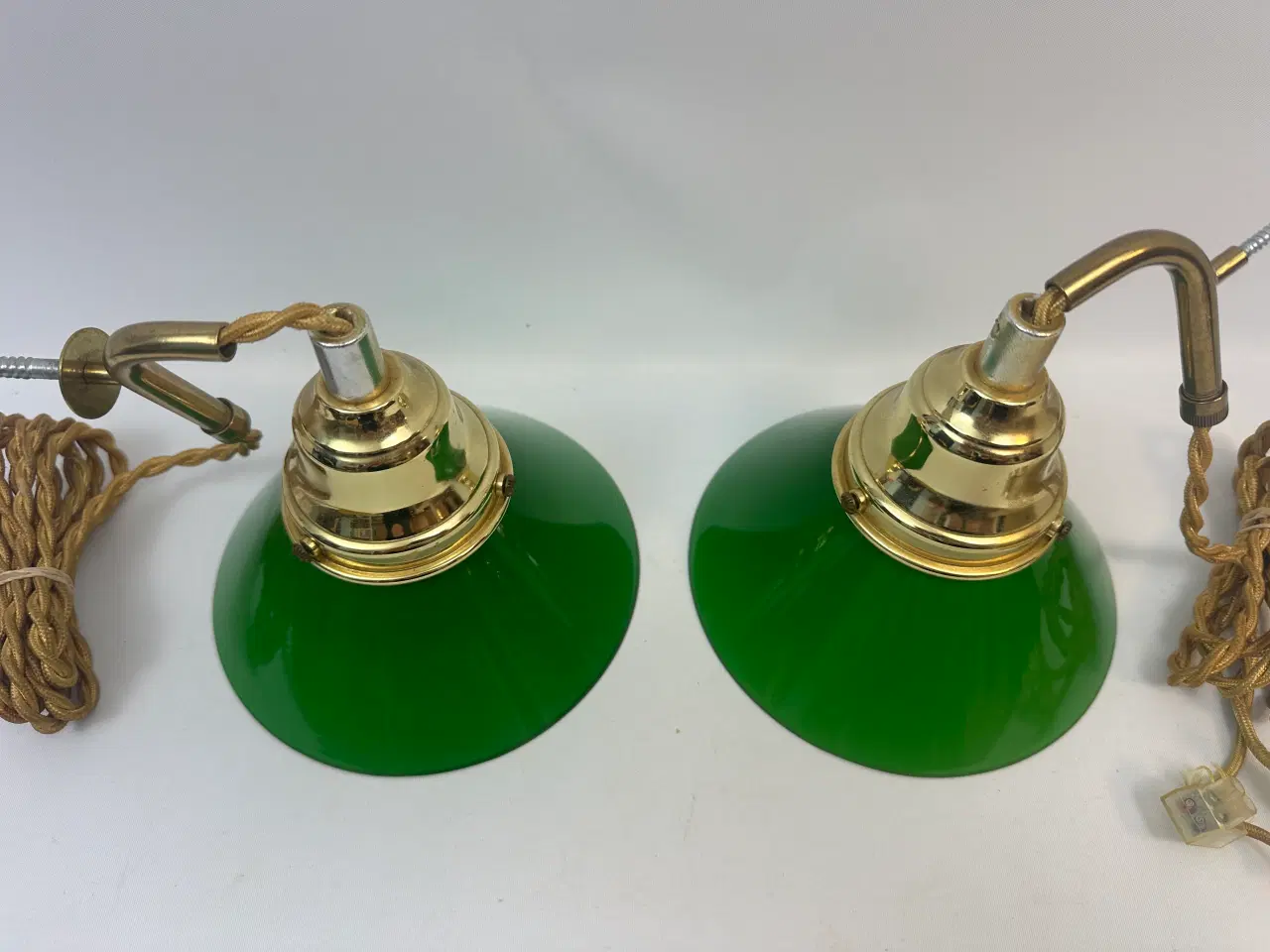 Billede 2 - Vintage lamper i messing og grønt glas