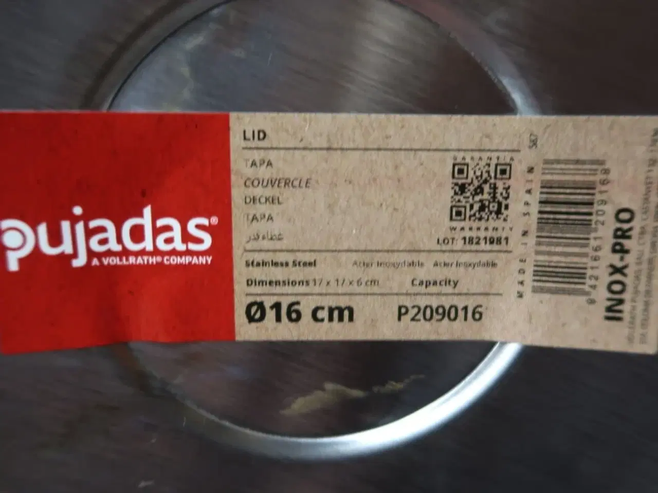 Billede 2 - 5 stk. Låg til gryde Inox Pro 160 mm