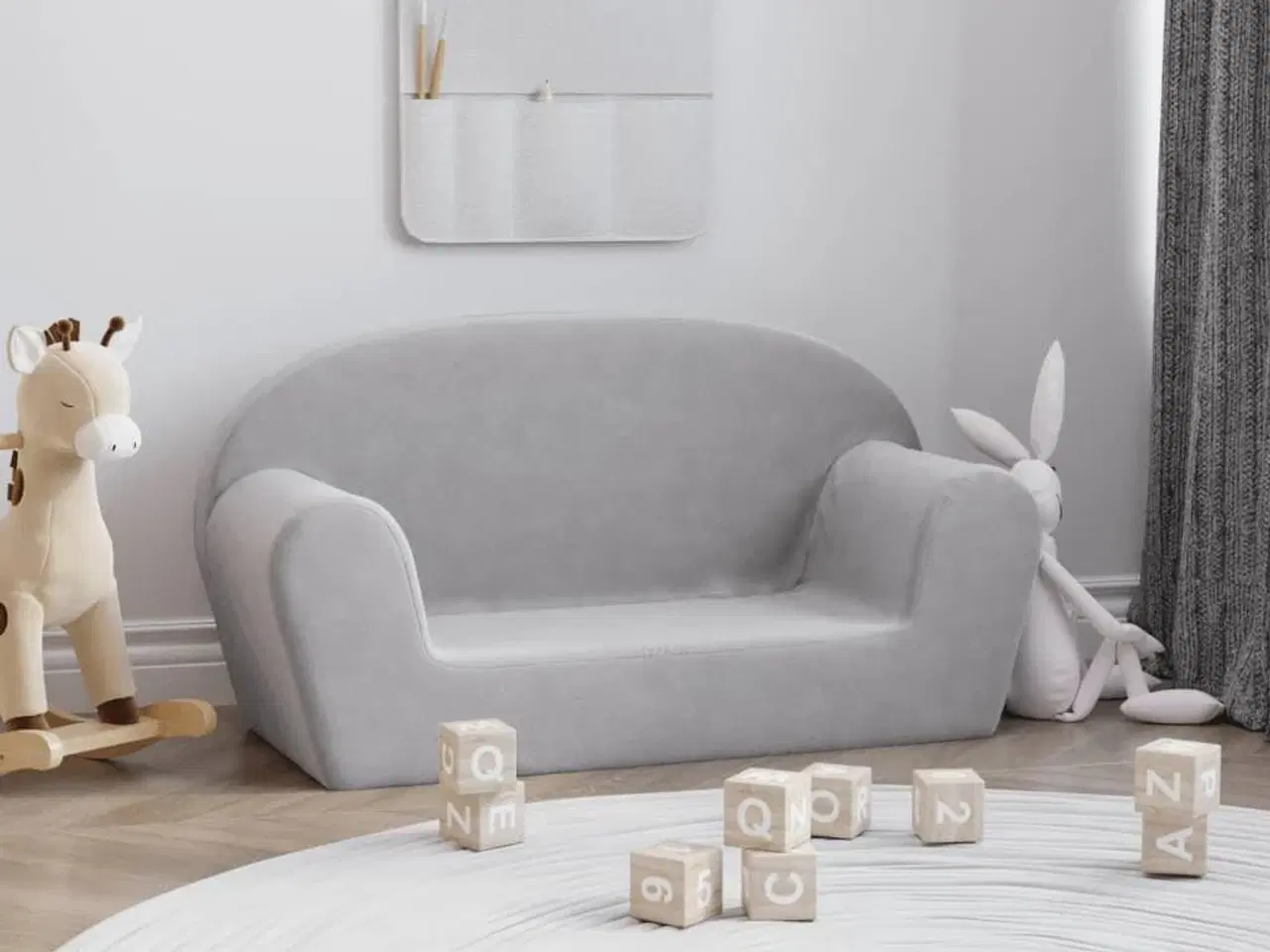 Billede 1 - 2-personers sofa til børn blødt plys lysgrå