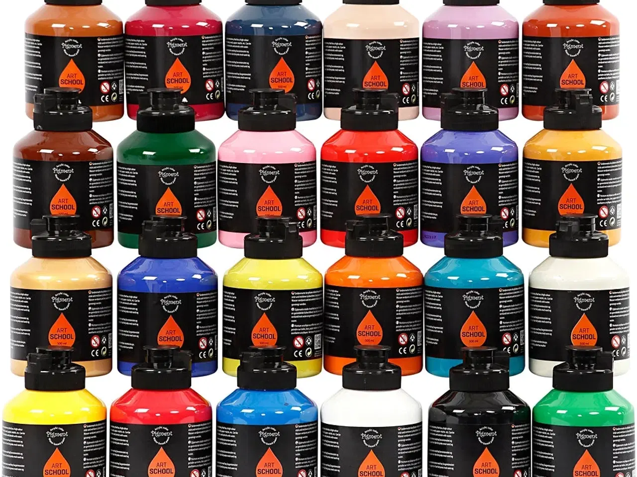 Billede 1 - Halvblank Akrylmaling - Ass. Farver, 24x500ml