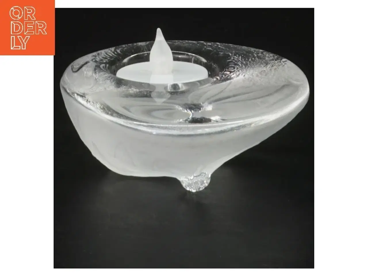 Billede 2 - Mats Jonasson candle lantern made of crystal Glas lysestage med blomstermotiv (str. 12x10 cm)