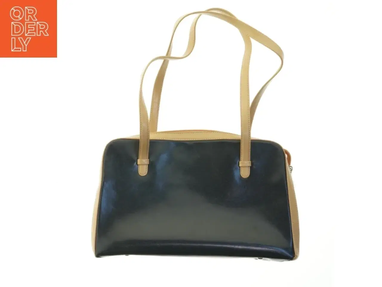 Billede 2 - Sort og beige skuldertaske (str. 35x24 cm)