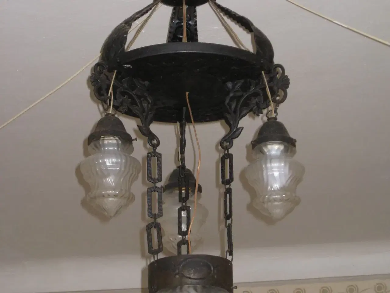 Billede 1 - Gammel rustik loftslampe, lysekrone