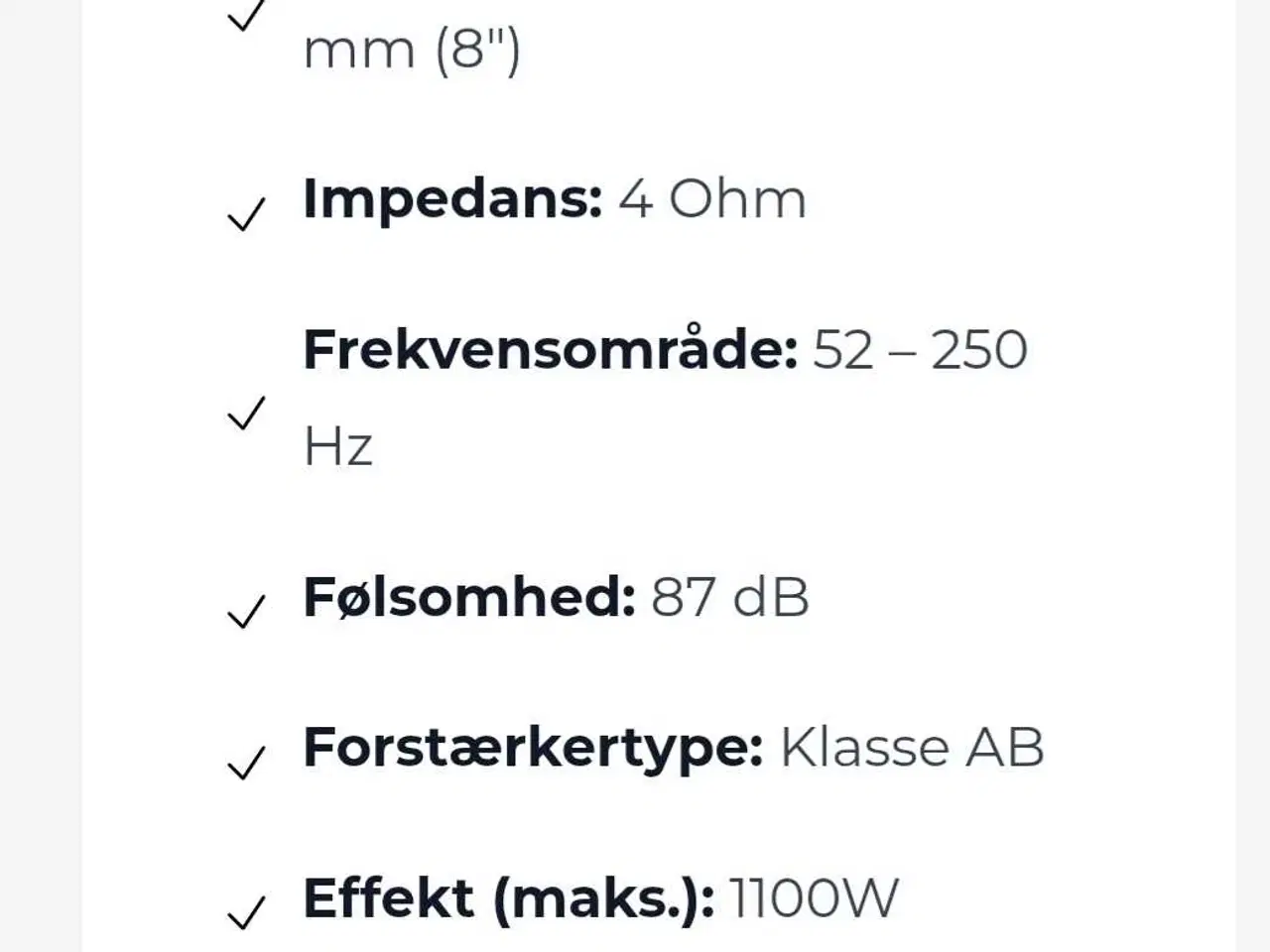 Billede 3 - Aktiv subwoofer 8" inkl. Monteringssæt.