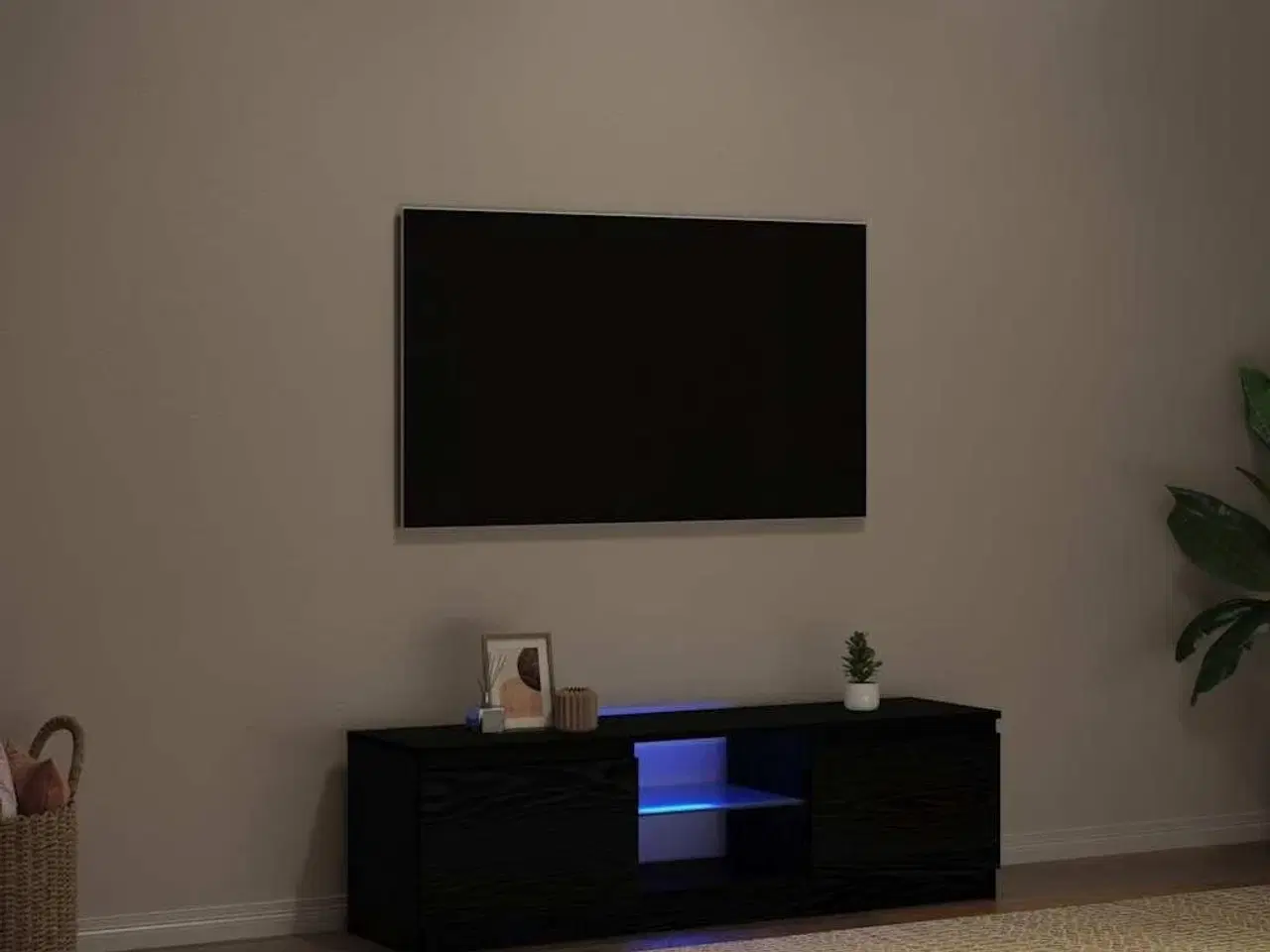 Billede 1 - Tv-bord med LED-lys 120x30x36 cm konstrueret træ sort egetræ
