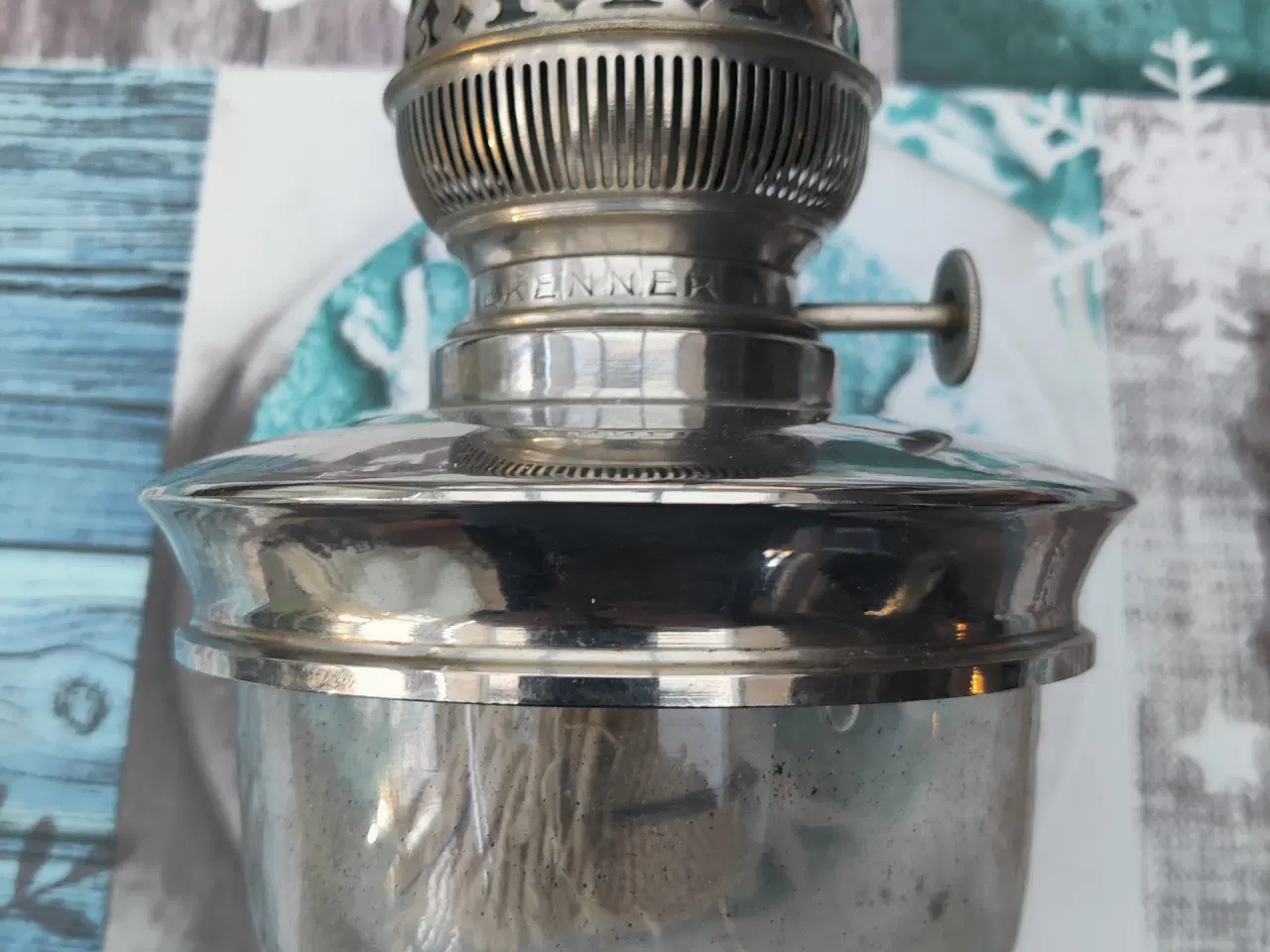 Billede 3 - Gammel petroleums hængelampe 