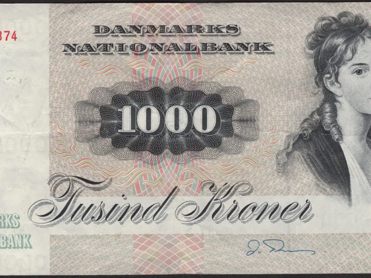 Billede 1 - Danmark 1000 kroner C4 1992 (Egern)