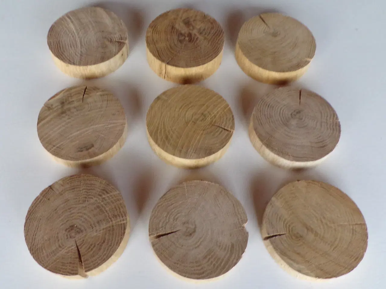 Billede 1 - 10 NYE Træskiver Egetræ ca. 9,5 cm 