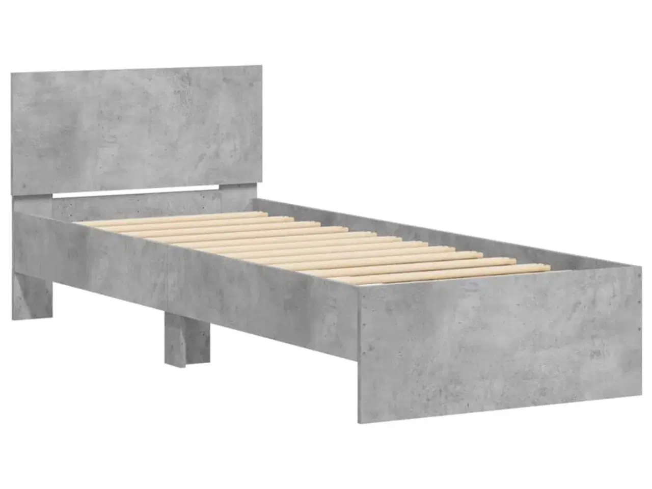 Billede 2 - Sengeramme med sengegavl 90x200 cm konstrueret træ betongrå