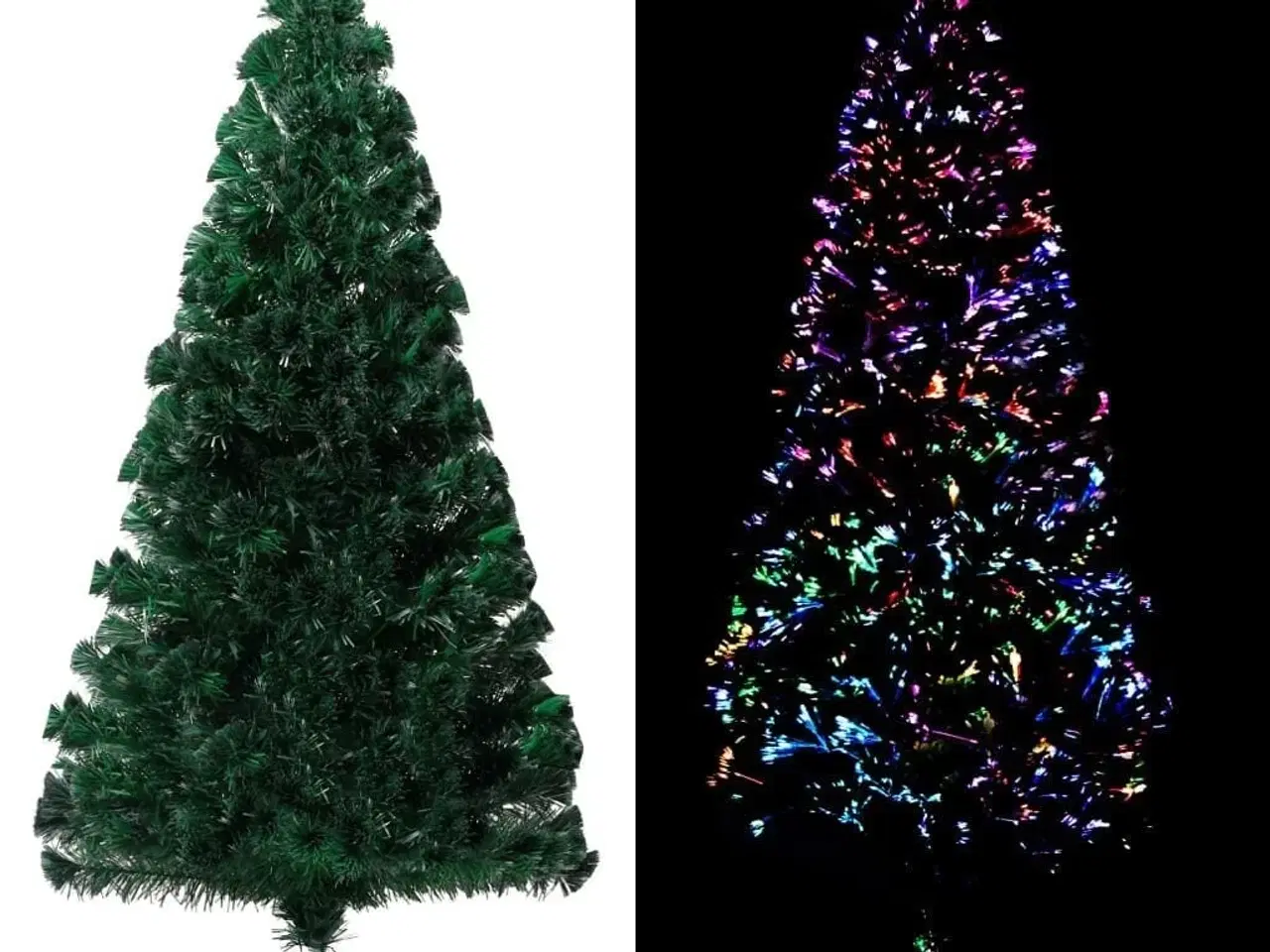 Billede 1 - Kunstigt juletræ med juletræsfod 150 cm fiberoptik grøn
