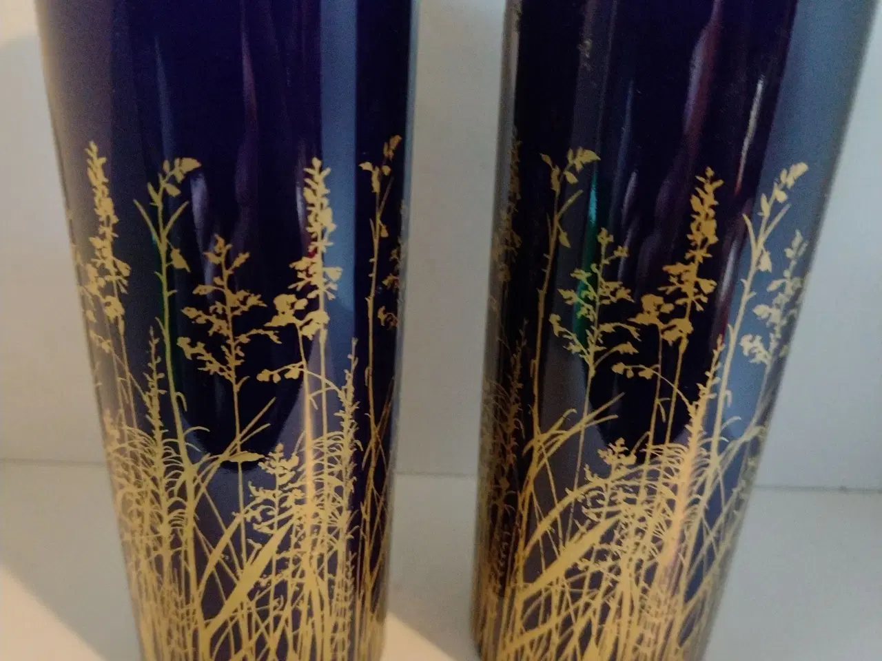 Billede 1 - 2 blå og guld vaser