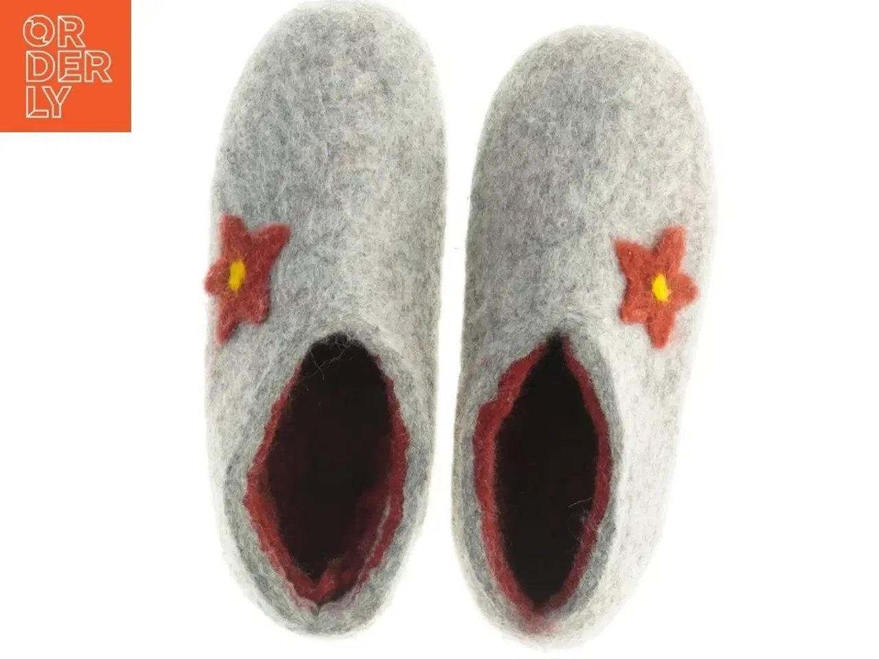 Billede 2 - Filtede hjemmesko med blomstermotiv (str. Fodlængde 25 cm)