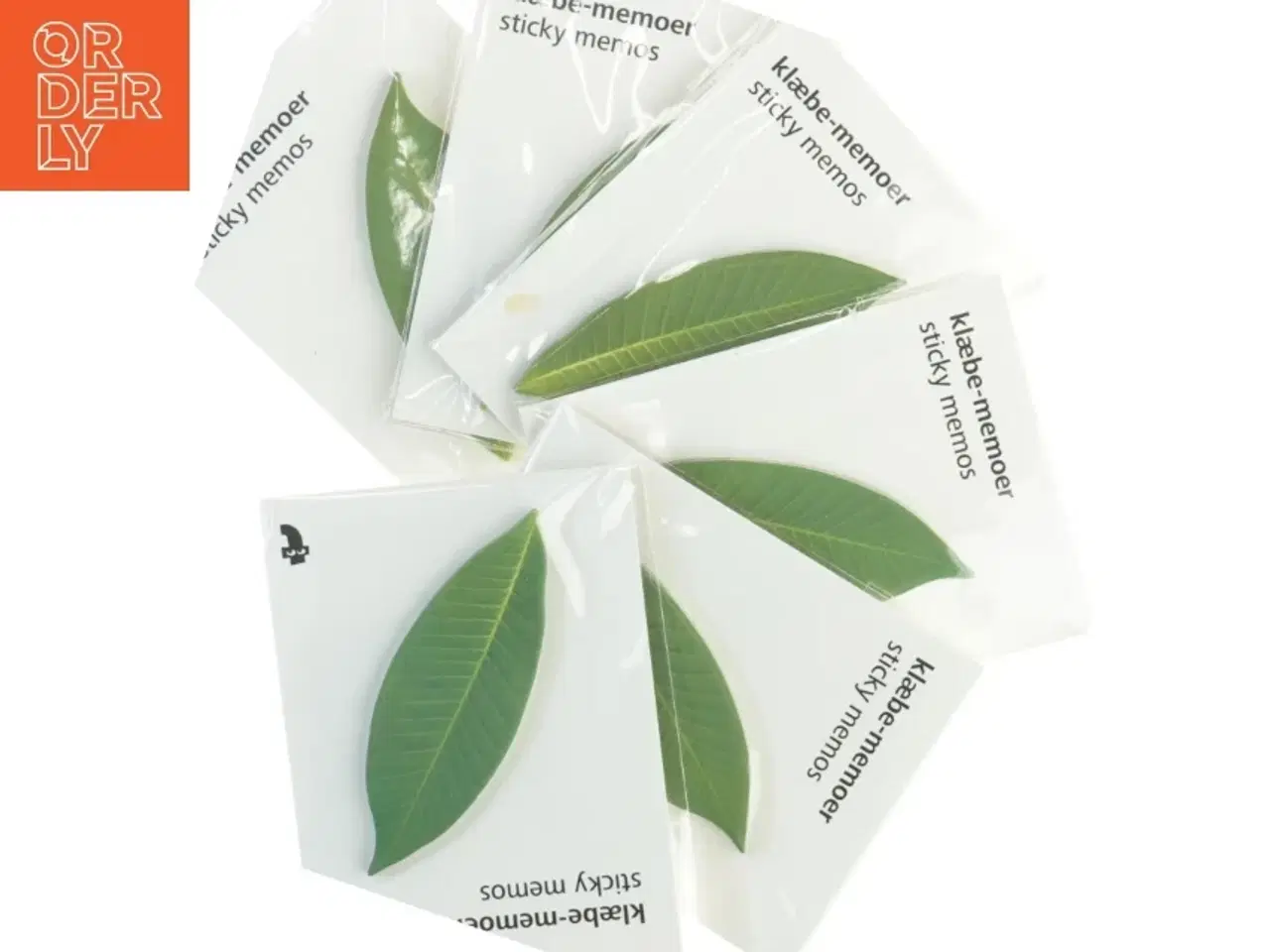 Billede 1 - Seks pakker selvklæbende memoer (post-it notes) med bladmotiv (10 cm)