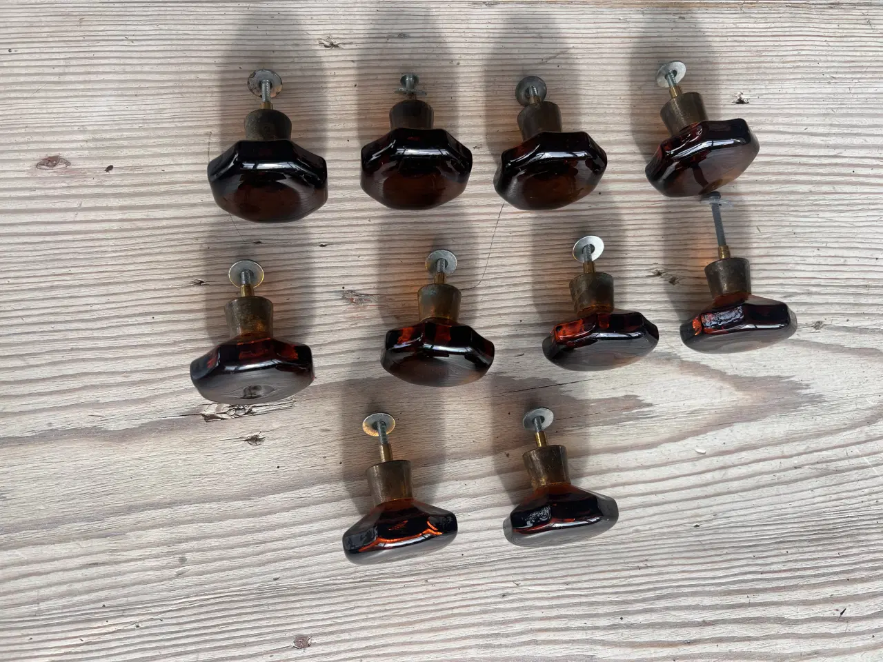 Billede 6 - 10 Vintage glasknopper med messing 