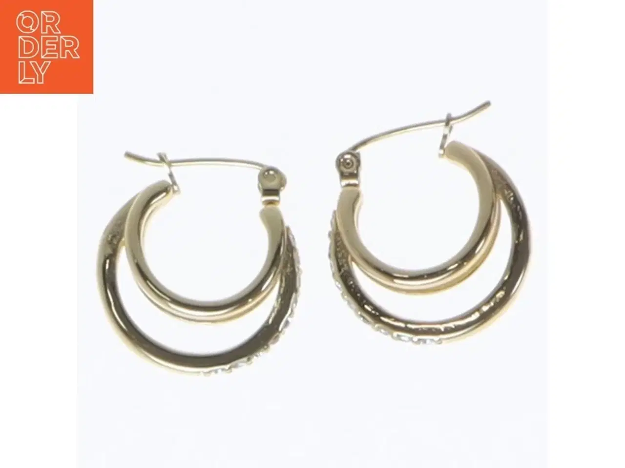 Billede 2 - Guld øreringe med sten (str. Ø 2 cm)