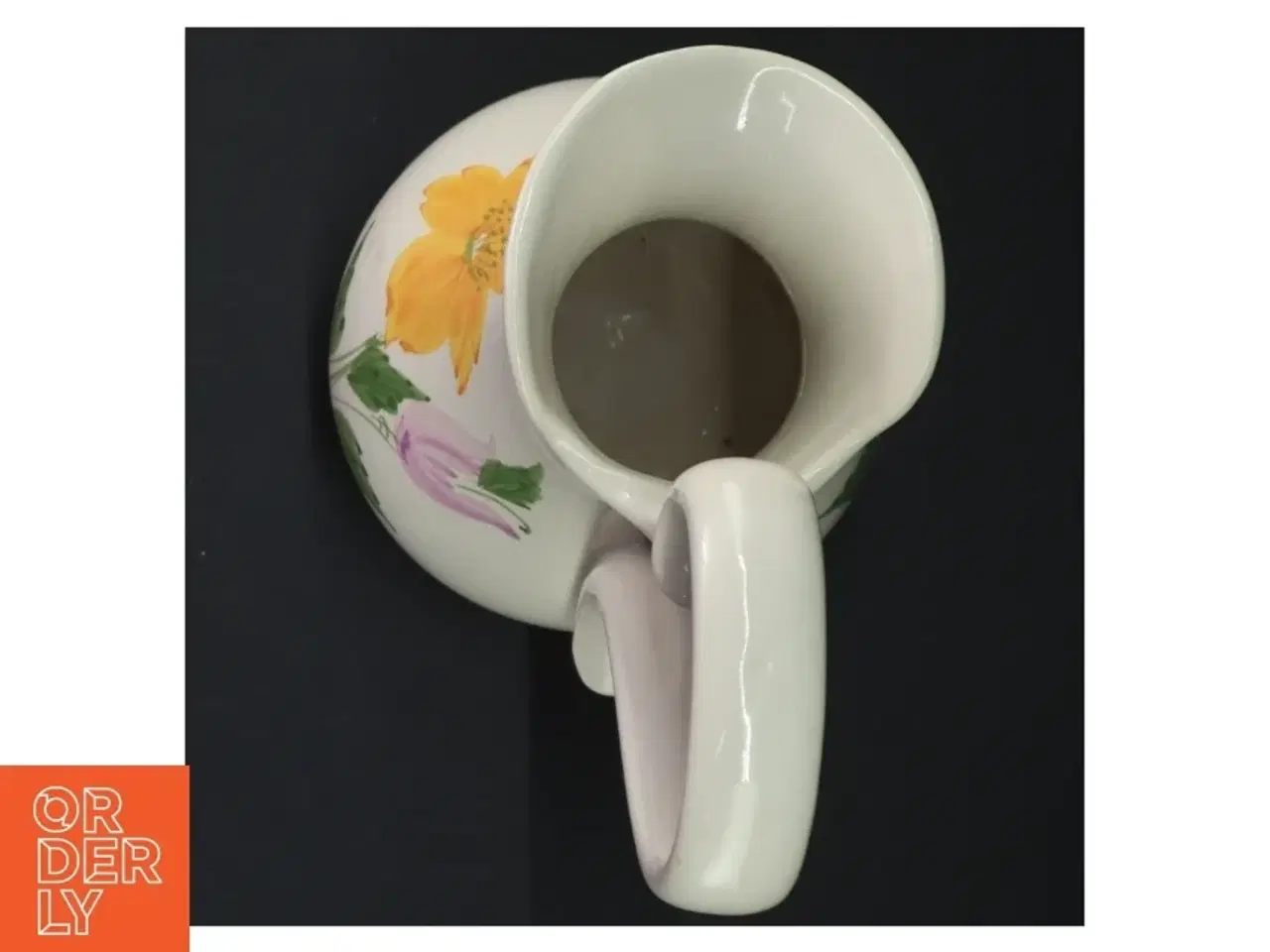 Billede 3 - Keramikkande med blomstermotiv (str. K. 23 cm. ø. 13 cm)