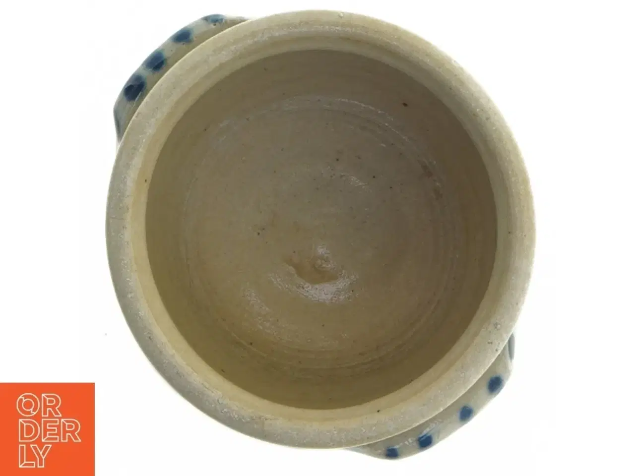 Billede 3 - Keramik krukke med blå detaljer (str. 12 x 8 cm)