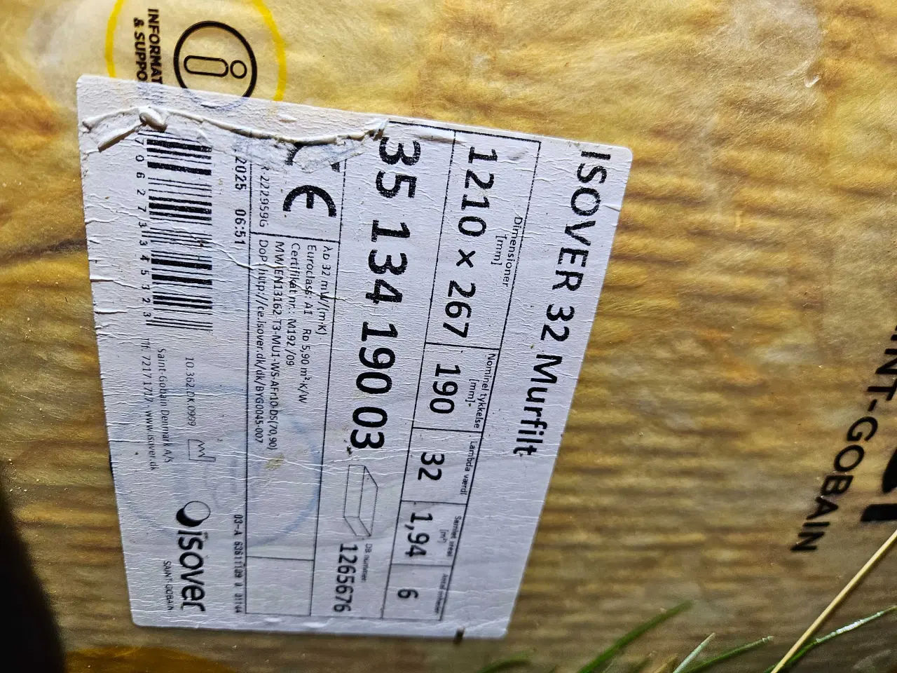Billede 1 - Murfilt isover 32 18 pakker 150kr pr pakke
