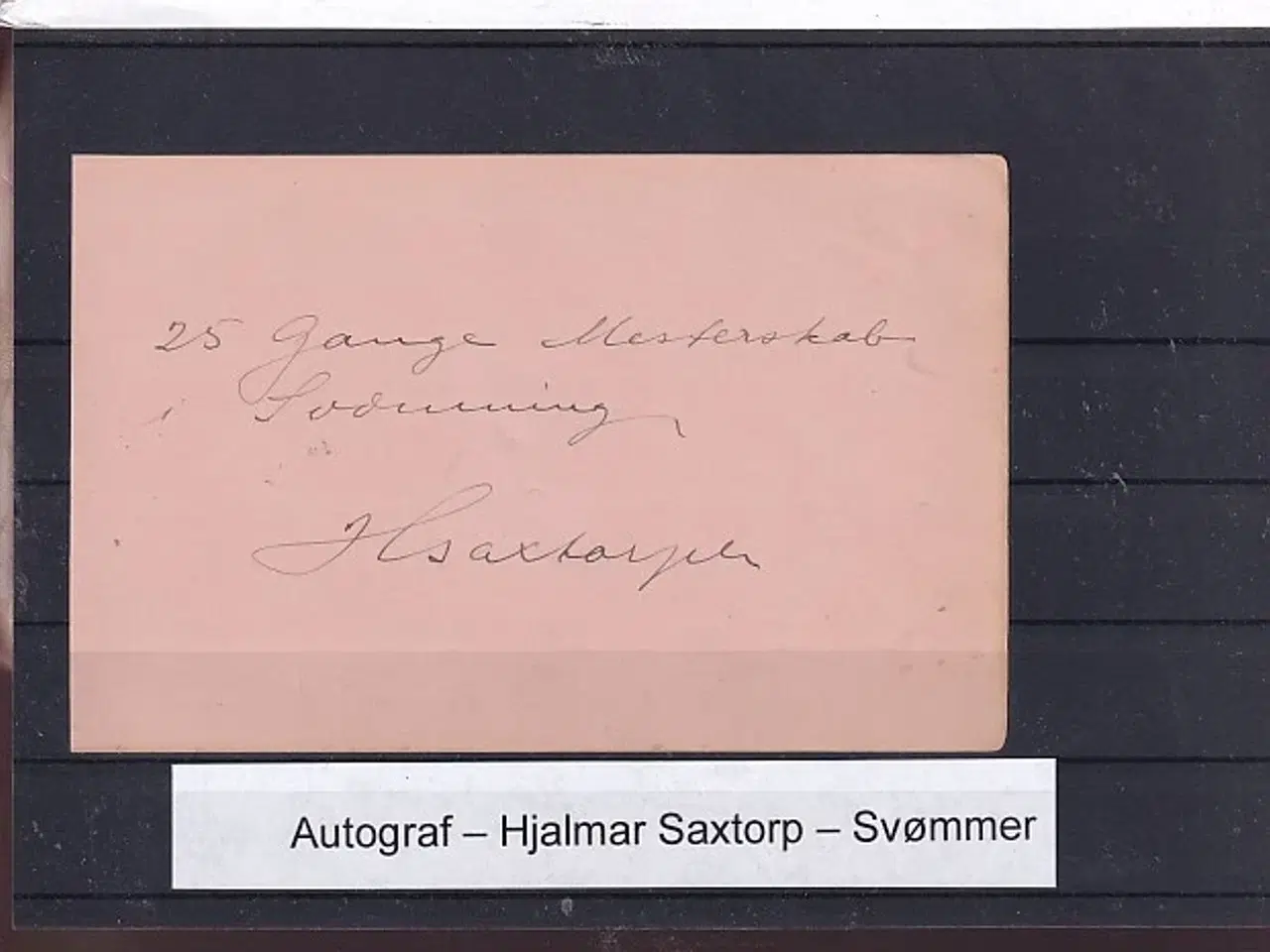 Billede 1 - Autograf - Hjalmar Saxtorp - Svømmer