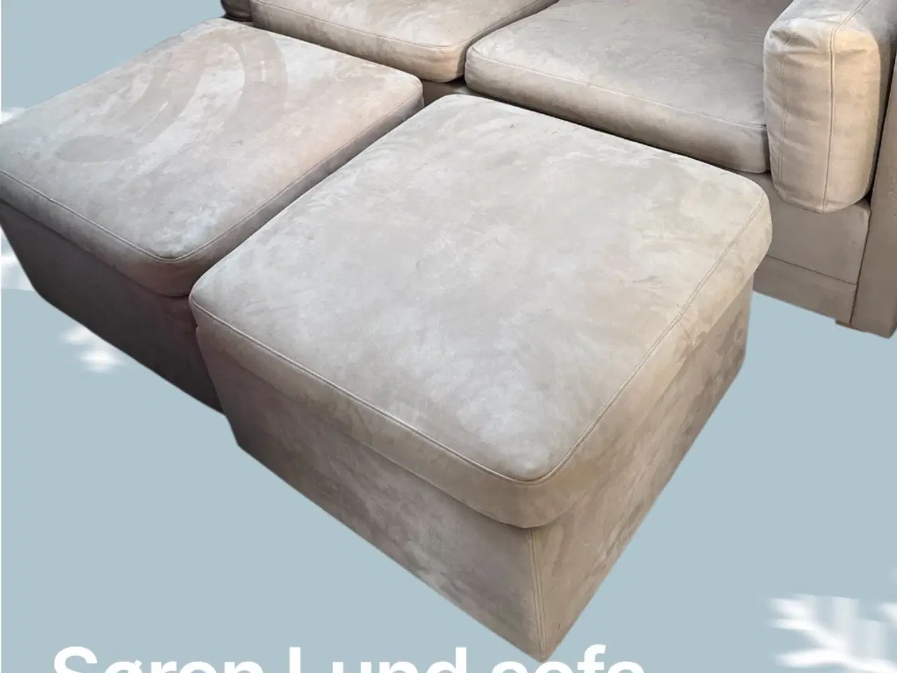 Billede 1 - Vegan suede sofa med 2 x puff