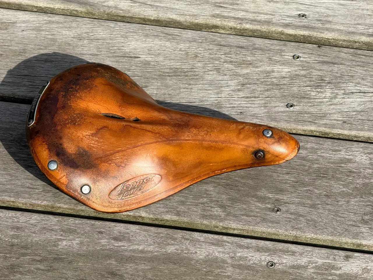 Billede 5 - Retro-look Cykelsadel i ægte brun kernelæder