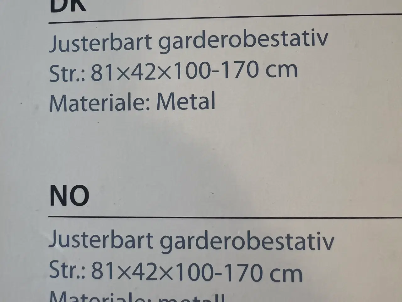 Billede 2 - Justerbart Tøjstativ Mål: 81 x 42 x 1o0 x 170