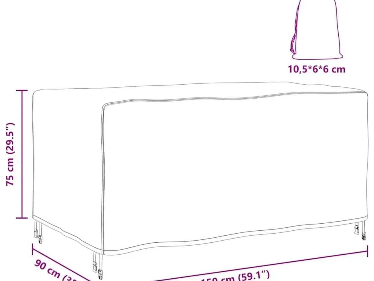 Billede 10 - Overtræk til havemøbler Sort 150 x 90 x 75 cm 600D