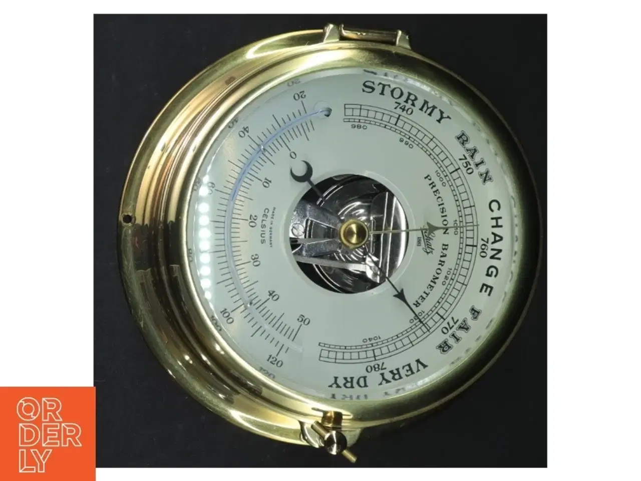 Billede 1 - Barometer i messing (str. 9 cm. ø. 15 cm)