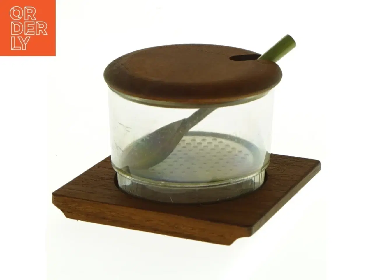 Billede 1 - Lüthje 1960er Teak Beholder med ske (str. 10 x 11 cm)