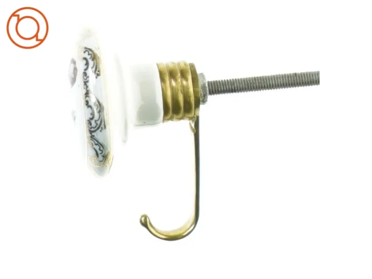 Billede 3 - Porcelæn Dørhåndtag Greb med Messing Knage (str. 12 x 7 cm)